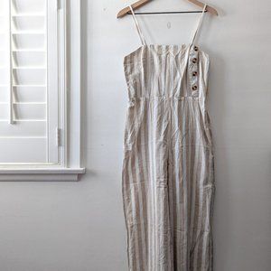 nwt japna cream beige striped jumpsuit